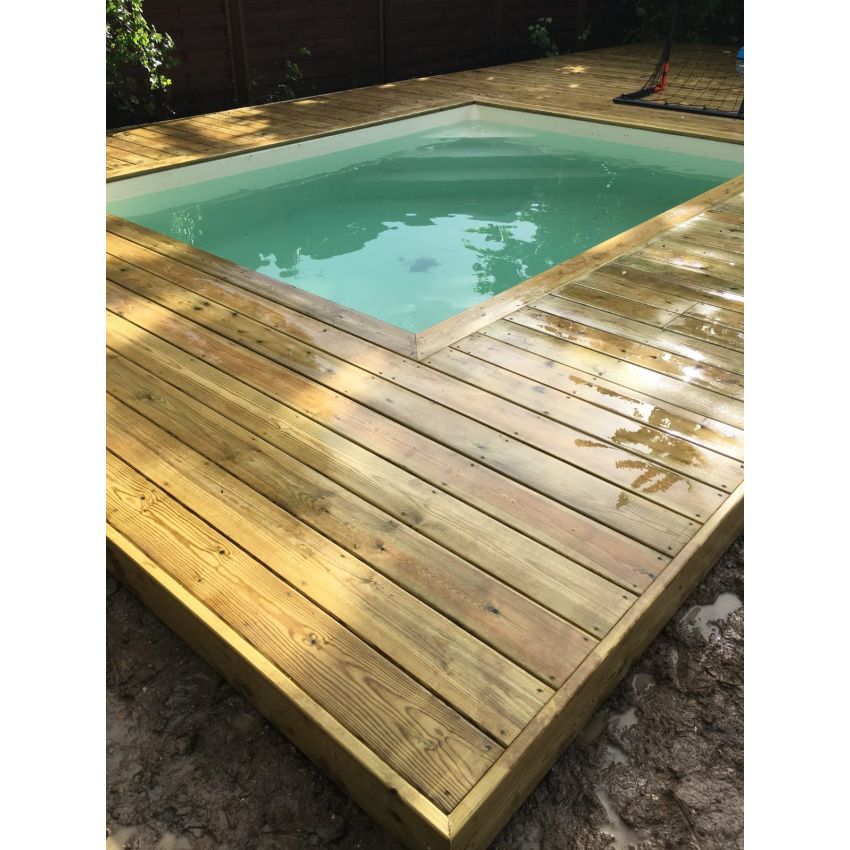 Piscine Bois Rebecca Rectangulaire avec Escalier d'Angle 920x420x145cm