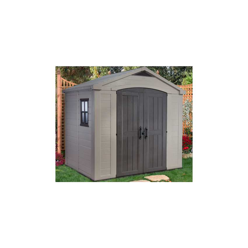 Abri jardin résine - SYDNEY 86 - 4.5 m² - marron et beige 