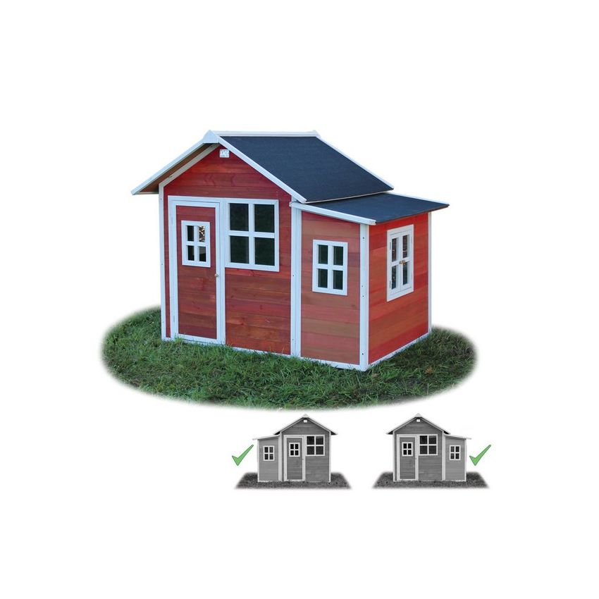 Cabane Enfant Loft en Bois Rouge 188x149x159cm