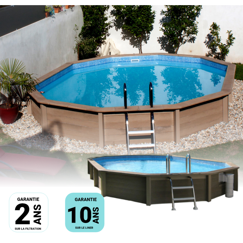 Kit Piscine Béton Aspect Bois Allongé 635x472x130cm