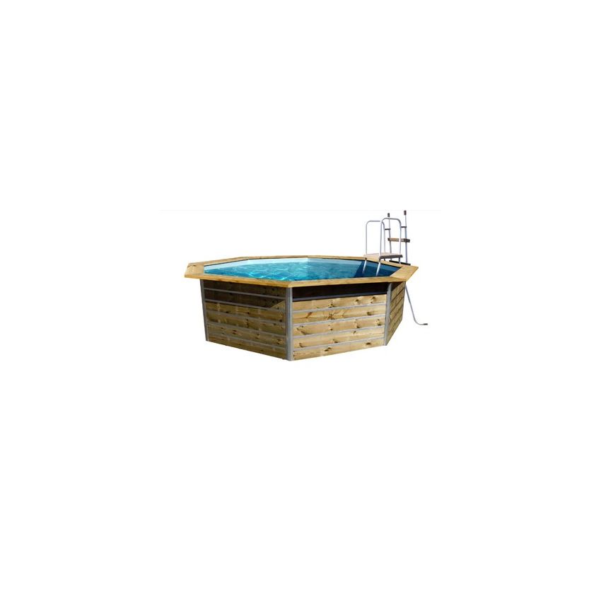Piscine bois Octogonale LEYTE Ø460x111cm Liner Bleu