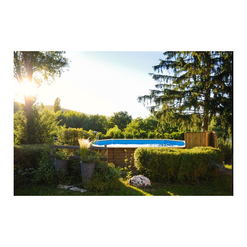 Piscine Bois d'Argent Octogonale Allongée 612x407x131cm