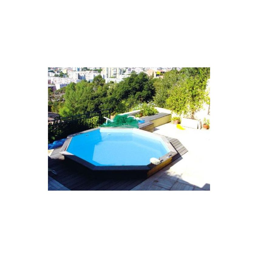 Piscine Bois Diamant Ronde avec Escalier ⌀360x131cm