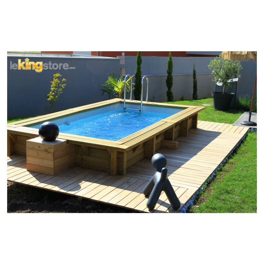 Piscine bois Rectangulaire UBBINK AZURA 350x200x71cm Liner Bleu