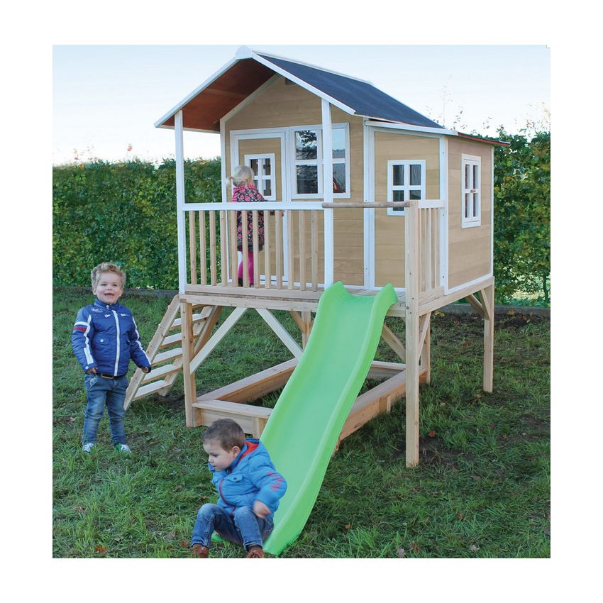 Cabane Enfant Loft en Bois Naturel 190x188x253cm