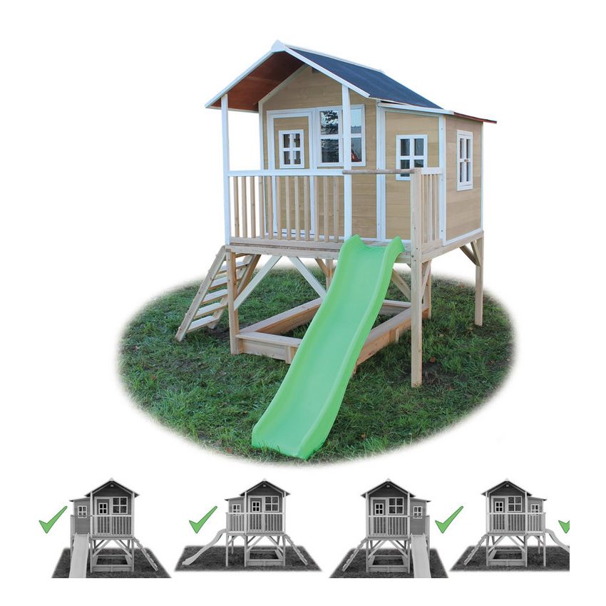 Cabane Enfant Loft en Bois Naturel 190x188x253cm