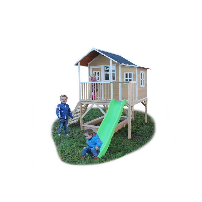 Cabane Enfant Loft en Bois Naturel 190x188x253cm