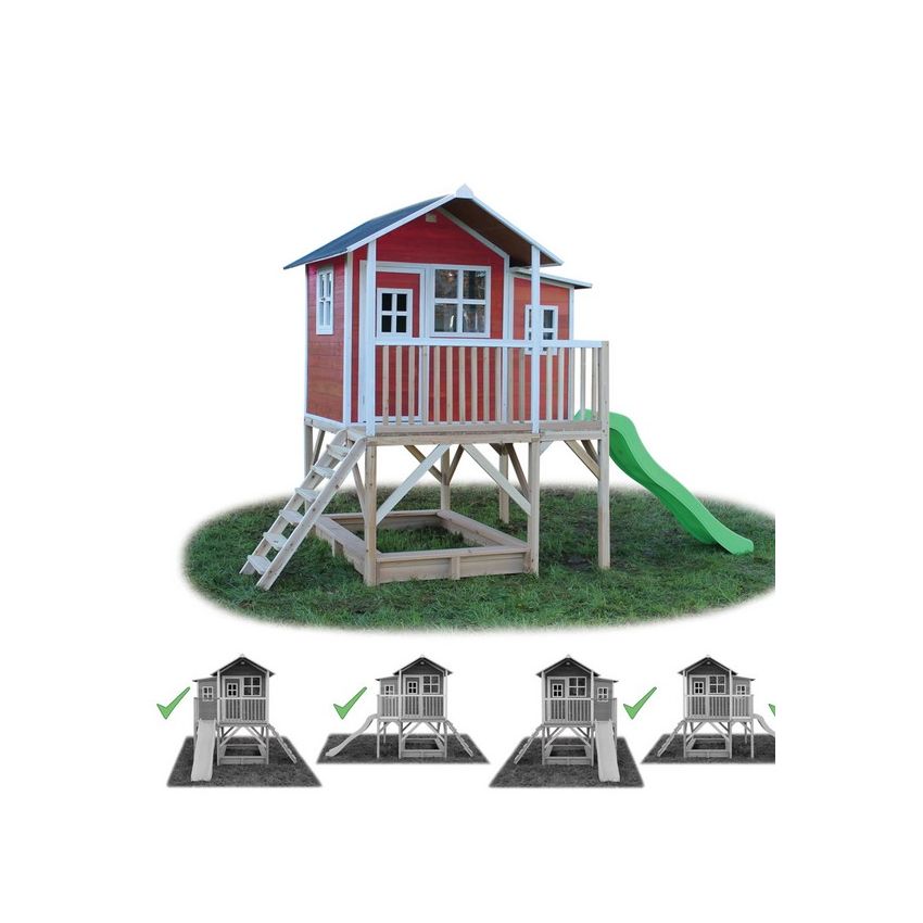 Cabane Enfant Loft en Bois Rouge 190x188x253cm