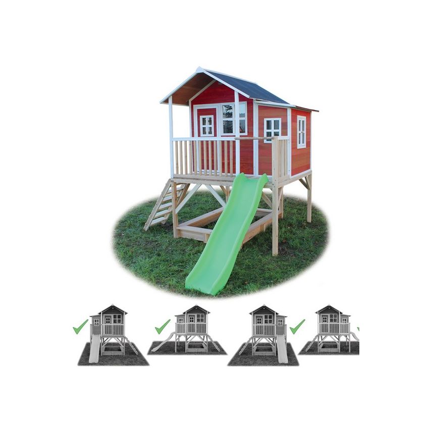Cabane Enfant Loft en Bois Rouge 190x188x253cm