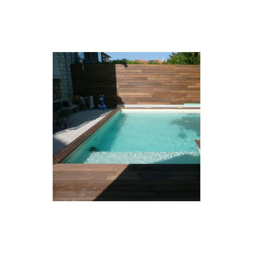 Piscine Bois Luxe Rectangulaire avec Plage immergée + Escalier 620x420x130cm