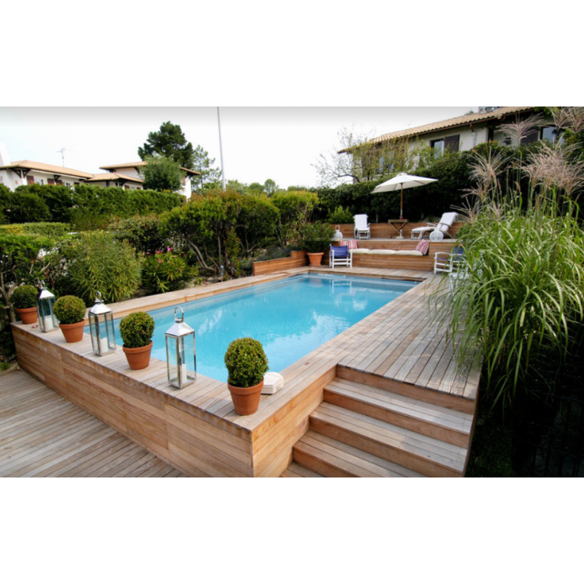 Piscine Bois Luxe Rectangulaire avec Escalier 470x270x145cm