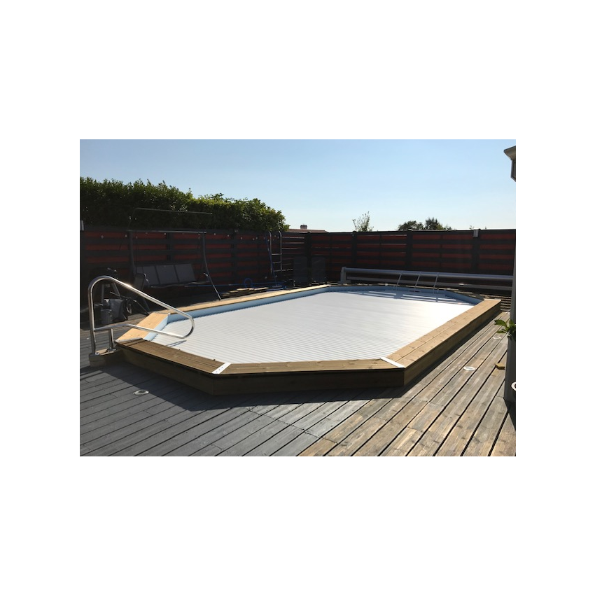 Volet roulant déplaçable pour piscine octogonale allongée 540x336cm 