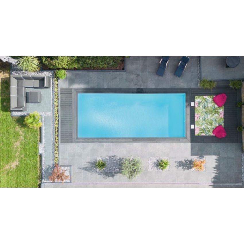 Piscine Bois Supreme Rectangulaire avec Plage Immergée + Escalier 1220x520x145cm