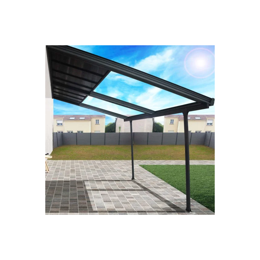 Pergola Adossable Aluminium Gris anthracite Toit amovible