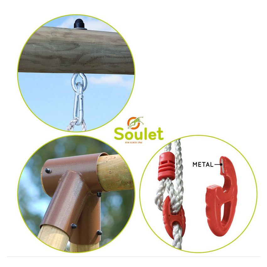 Portique en bois ALIZEE : 2 balançoires L265xl166xH195