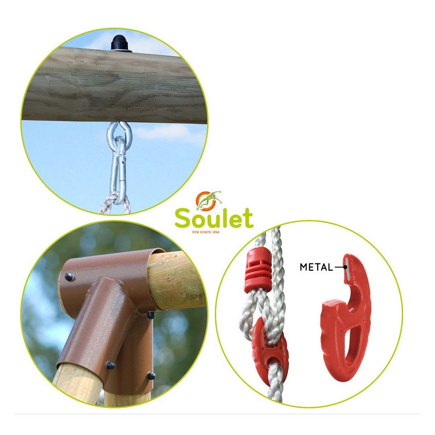 Portique en bois TONKA : 2 balançoires et 1 échelle L242xl166xH195