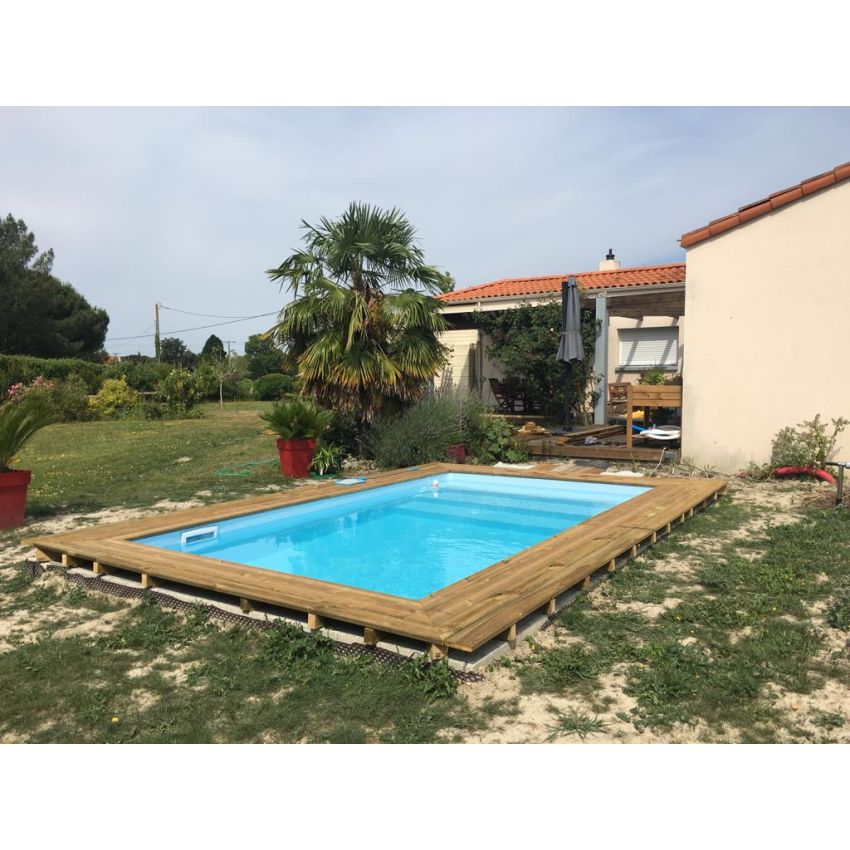 Piscine Bois Luxe Rectangulaire avec Escalier 420x320x145cm