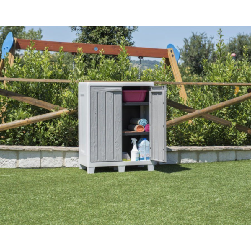 Armoire Jardin Résine basse FLORIDA XL GRIS