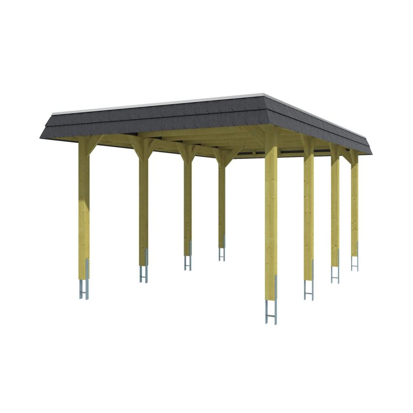 Carport Bois Spreewald1 avec bandeau noir 589x345cm