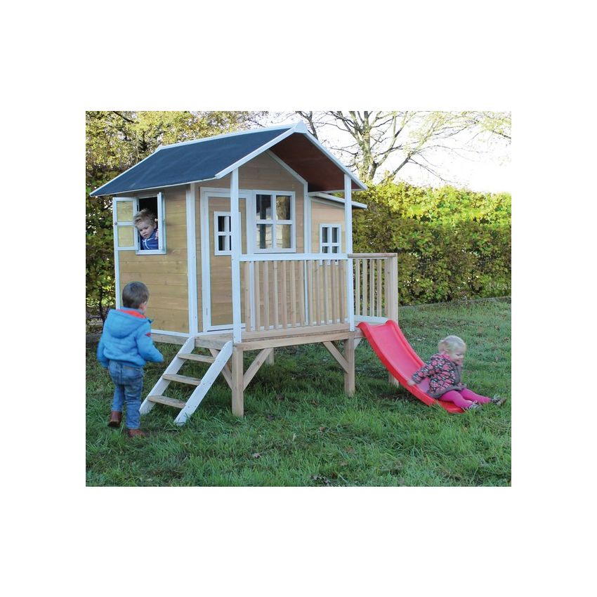 Cabane Enfant Loft en Bois Naturel 322x190x215cm