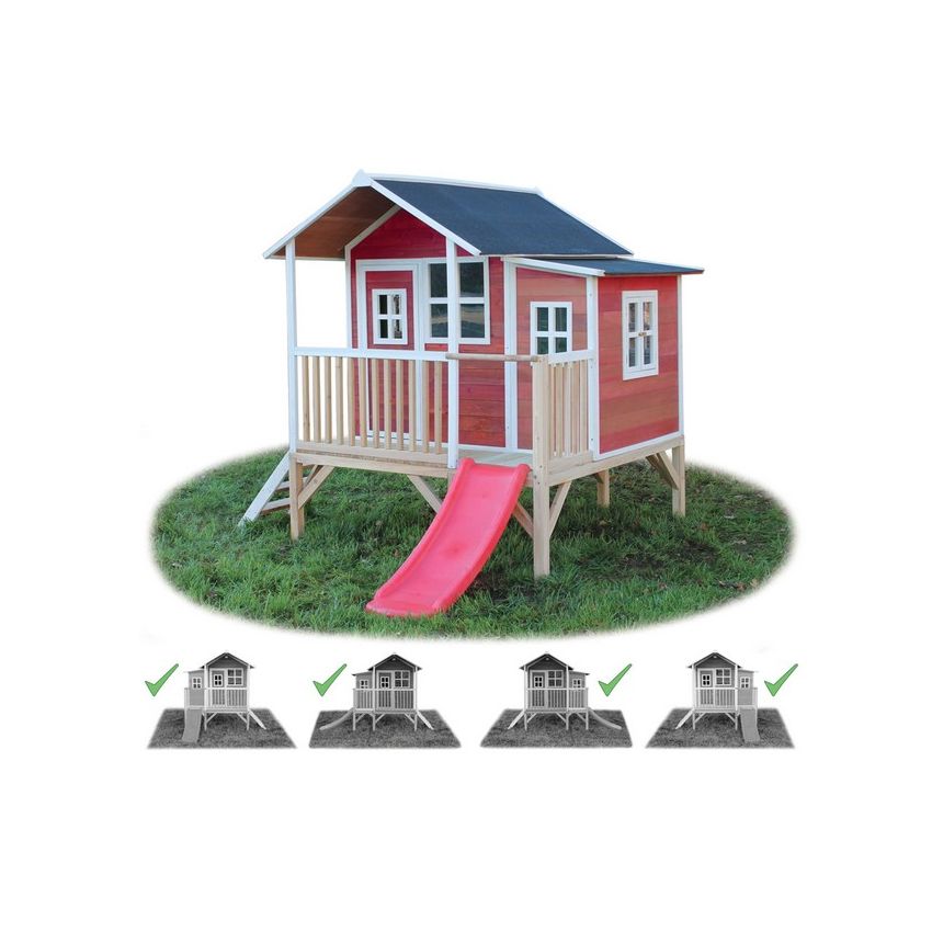 Cabane Enfant Loft en Bois Rouge 322x190x215cm
