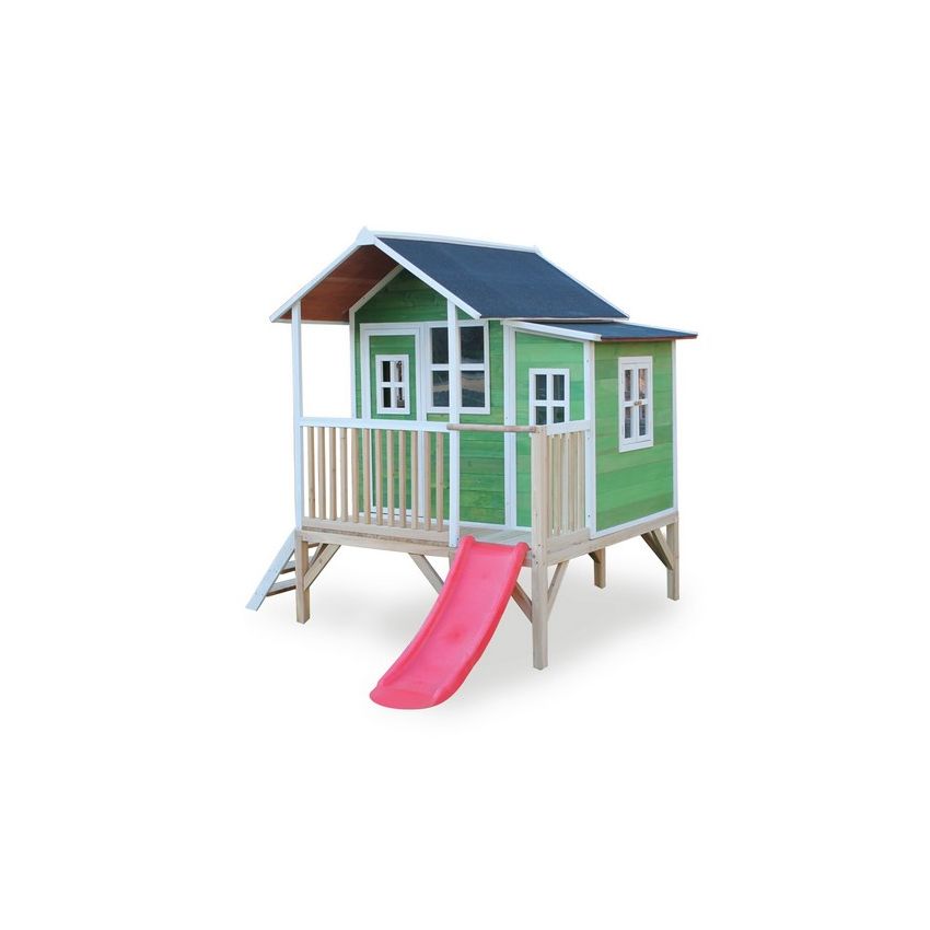 Cabane Enfant Loft en Bois Vert 322x190x215cm