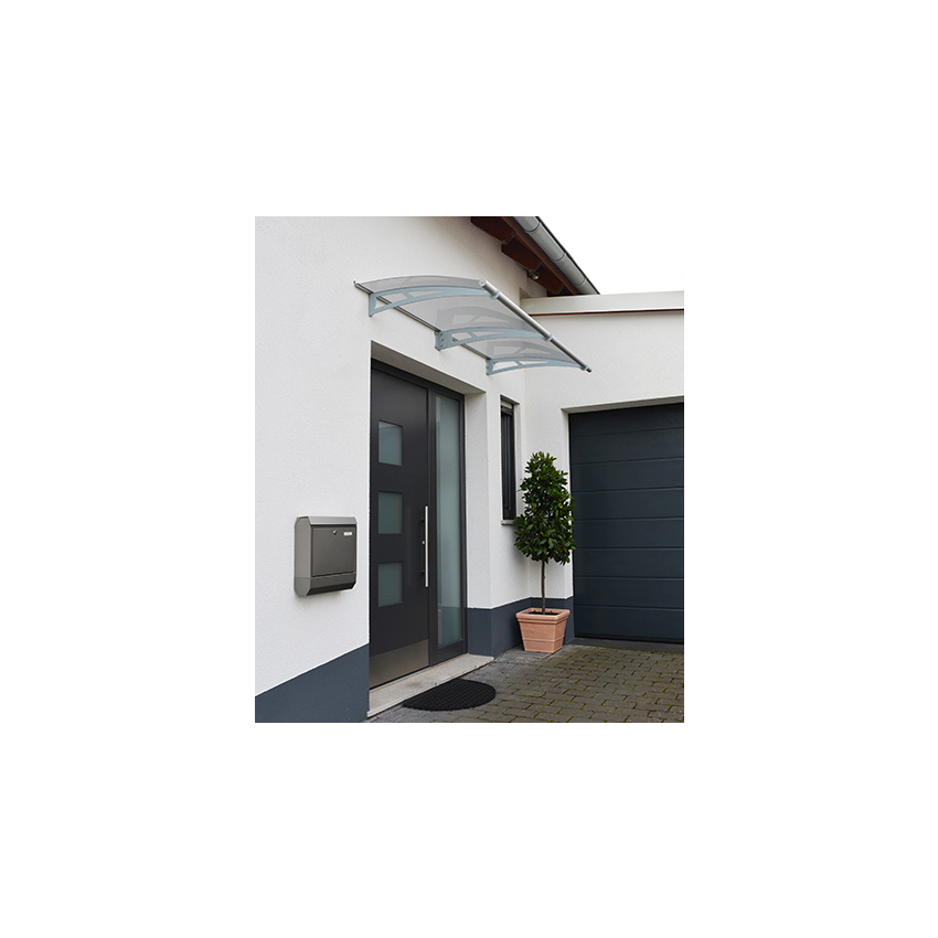 Marquise en aluminium - Flora - 205 x 92 x 16 cm - Gris