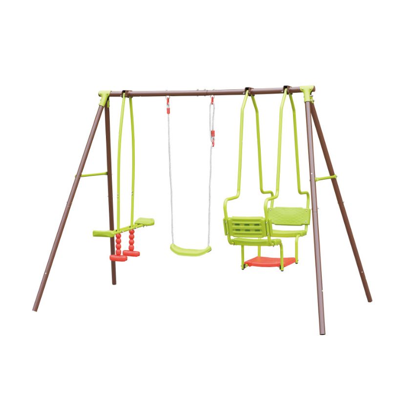 Portique en acier MALO 1B1V1CL : 1 balançoire, 1 vis-à-vis et 1 balancelle L269xl153xH195 cm A SUPPRIMER LE 08/11/2021
