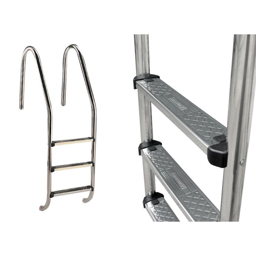 Échelle Standard 3 marches neutres en inox pour piscines enterrées