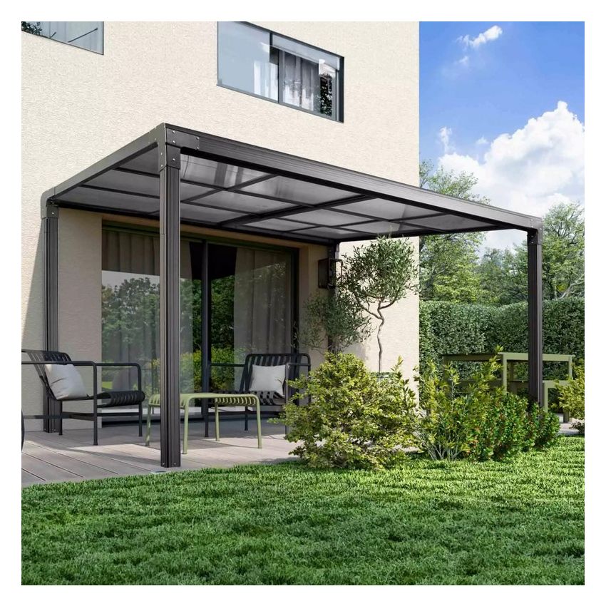 Pergola en aluminium gris anthracite 392x308x263cm