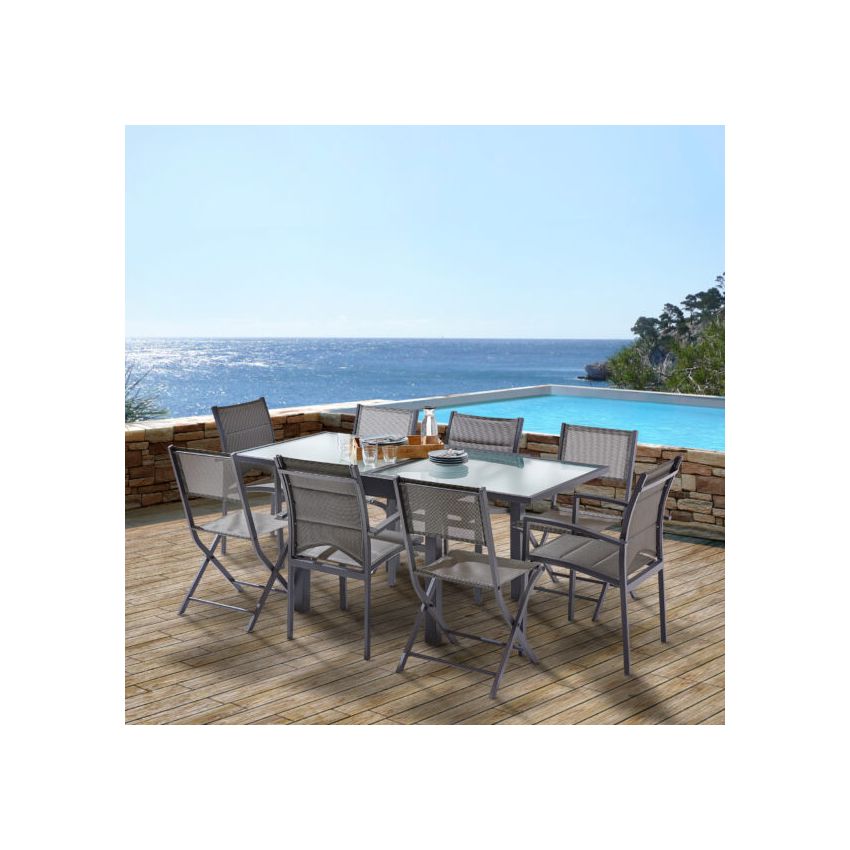 Ensemble de Jardin MODULO 4/8 Places Gris avec 4 Fauteuils