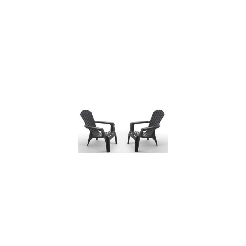 Lot de 2 Fauteuils de Jardin ADIRONDACK Anthracite