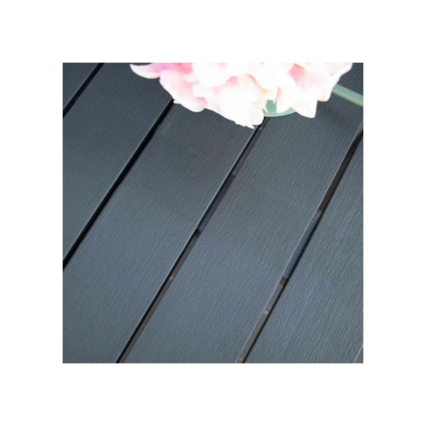 Ensemble Table et bancs PAPUA en résine recyclée Anthracite 