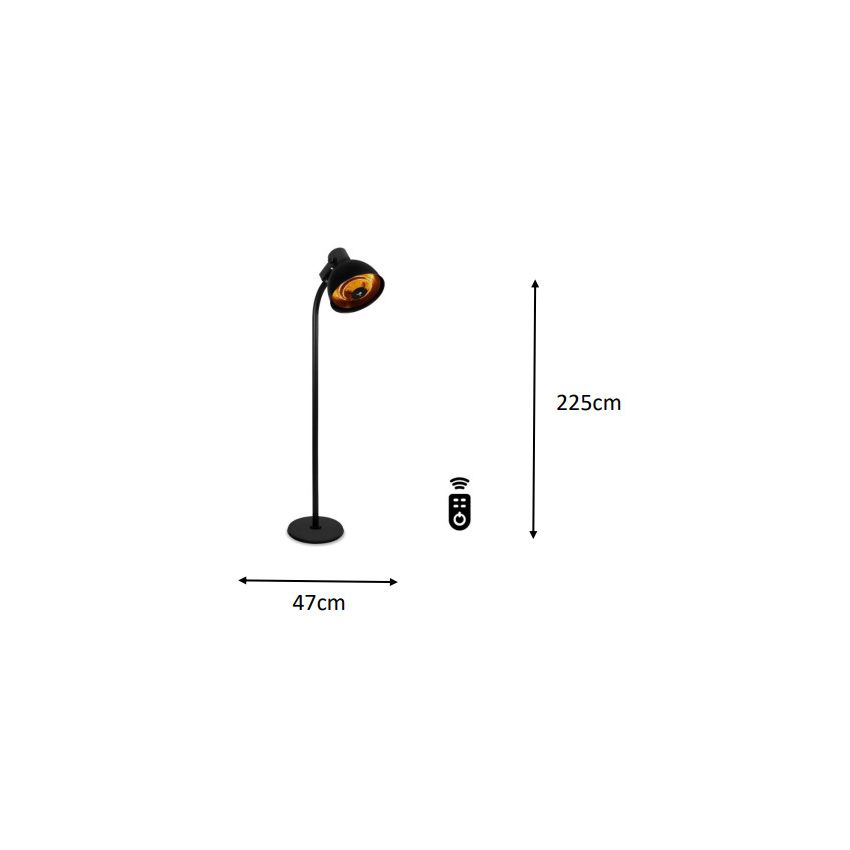 Parasol Électrique Chauffant Télécommandé LUMINA 2000W Noir