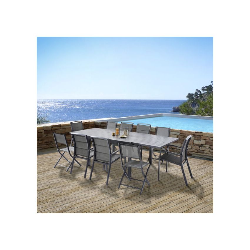 Ensemble De Jardin MODULO ALU 6/10 Personnes Gris Anthracite