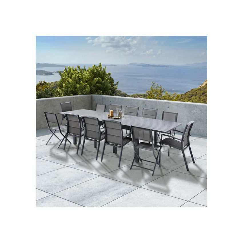 Ensemble de Jardin MODULO ALU 8/12 Personnes Gris Anthracite
