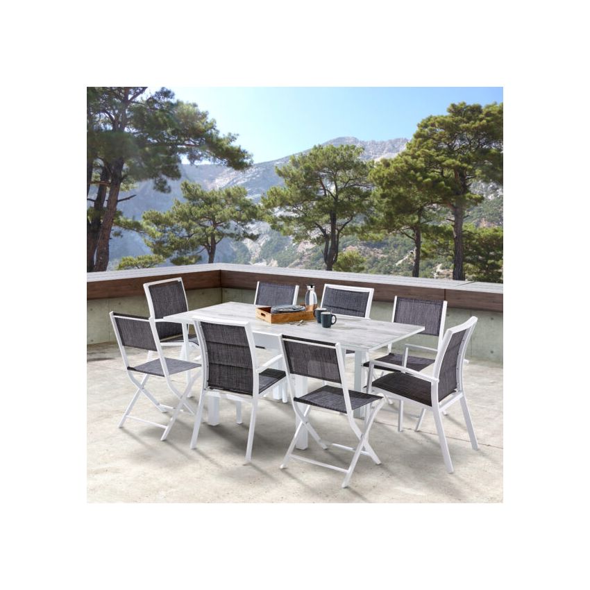 Ensemble de Jardin MODULO WOOD ALU 4/8 Personnes avec fauteuils