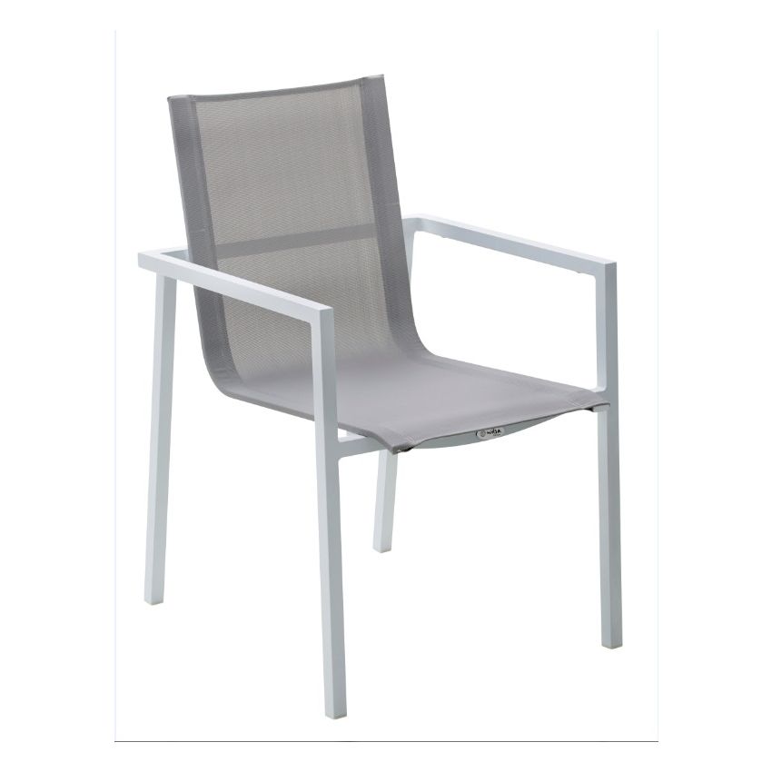 Fauteuil de Jardin WHITESTAR Blanc Coussin Gris