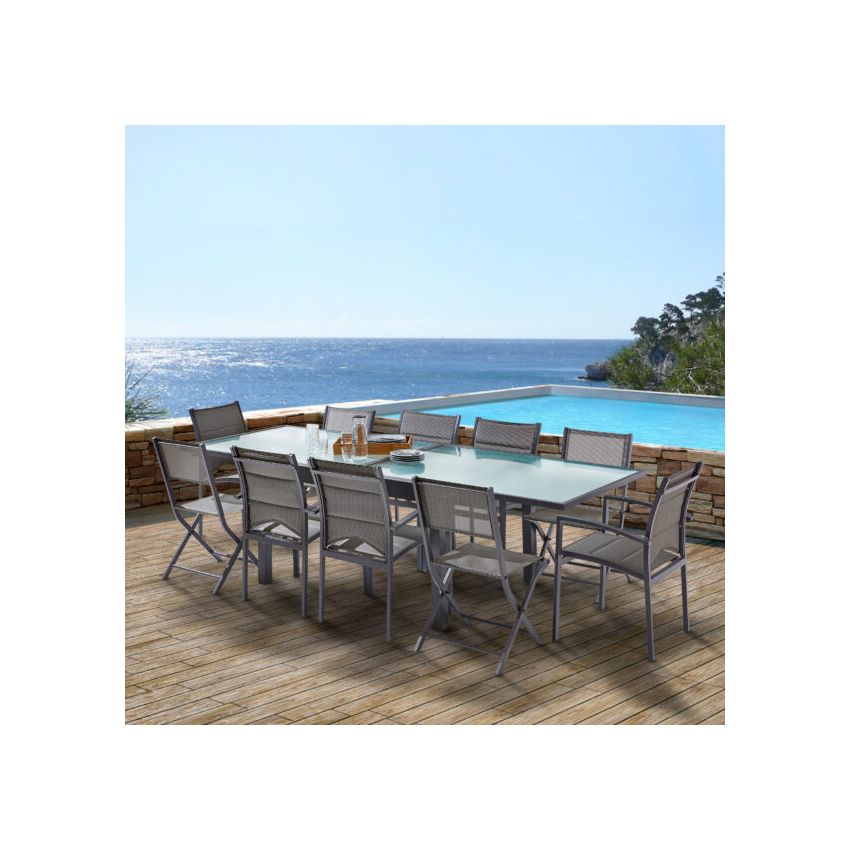Ensemble de Jardin MODULO 6/10 Places Verre Gris Anthracite 