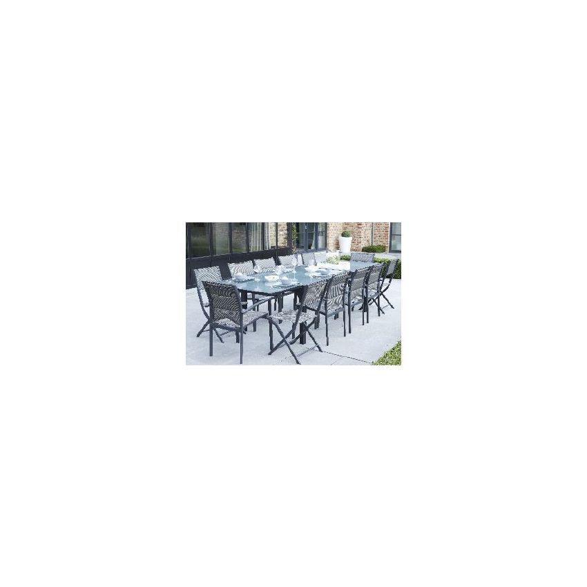 Ensemble de Jardin MODULO 12 GRIS 1 table 8 fauteuils 4 chaises