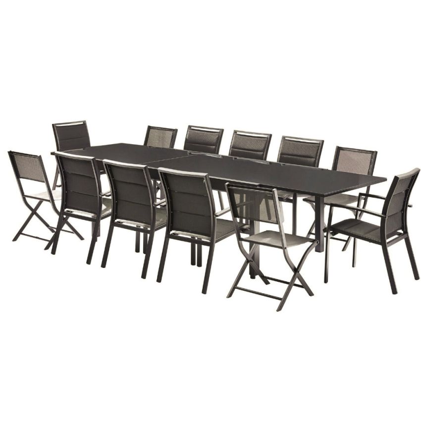 Ensemble de Jardin Modulo Full Verre Noir 8/12 Personnes 