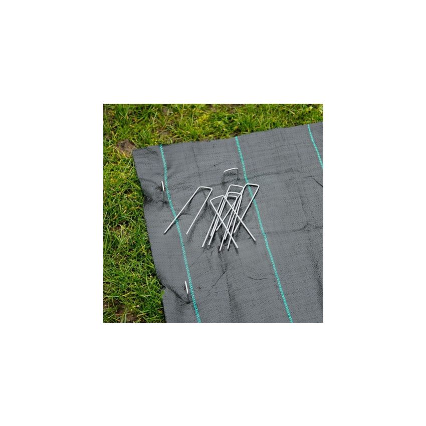 10 agrafes métalliques pour fixation au sol D3 mm H14 x 3 cm