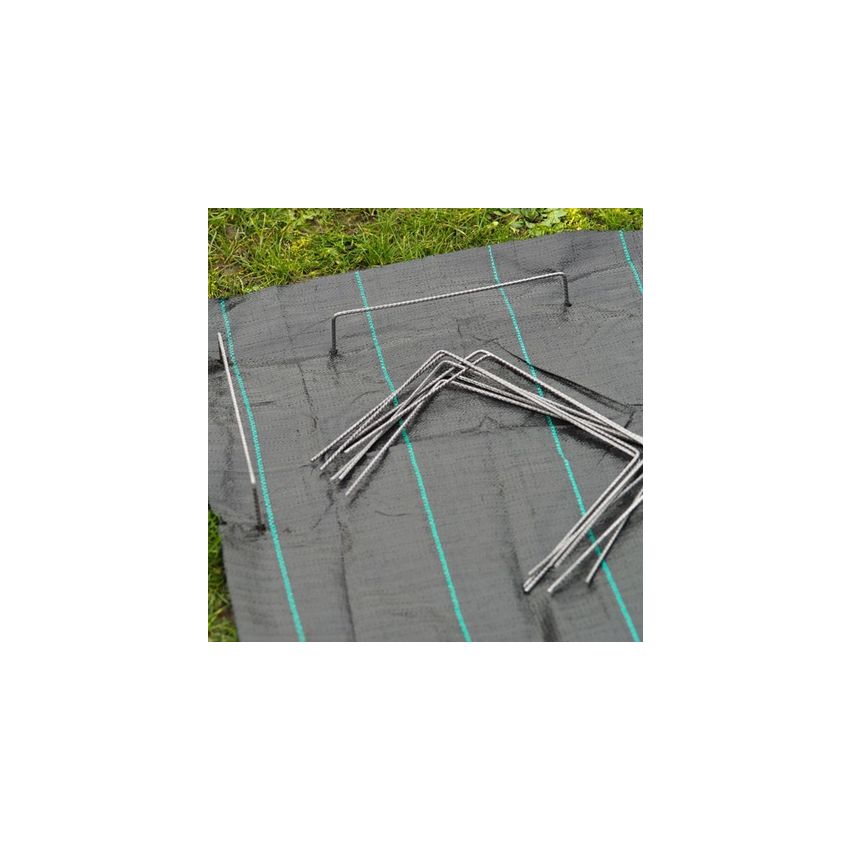 20 agrafes métalliques pour fixation au sol D4 mm H20 x 25 cm