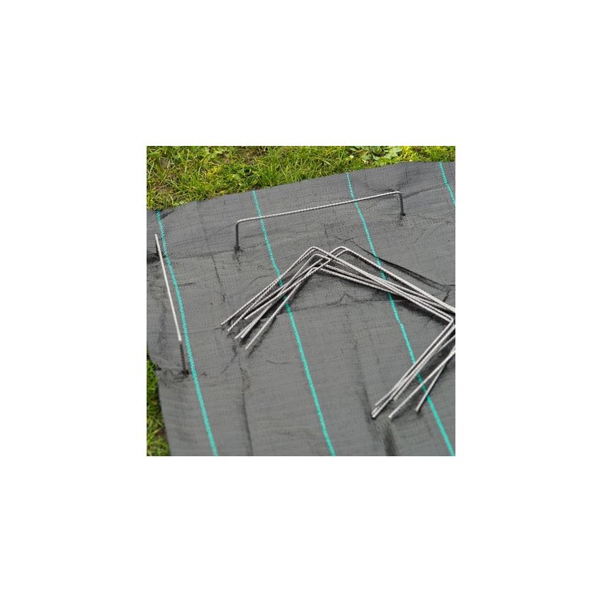 10 agrafes métalliques pour fixation au sol D4 mm H20 x 12 cm