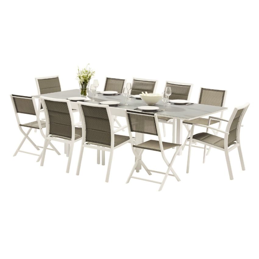 Ensemble de Jardin Modulo Full Verre Blanc 6/10 Personnes
