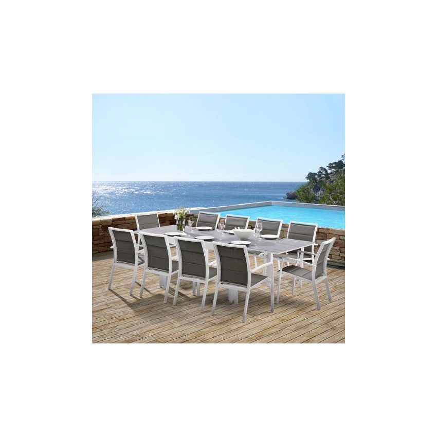 Ensemble De Jardin MODULO 6/10 Places Blanc/Gris Perle 