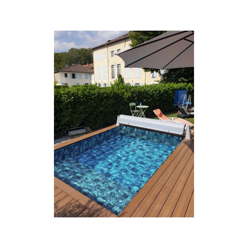 Piscine Bois Luxe Rectangulaire avec Escalier 420x320x131cm Pierre de Bali