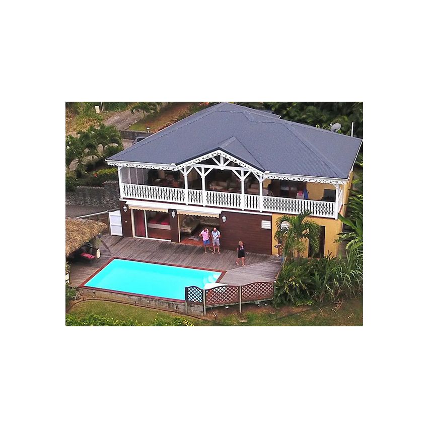 Piscine Bois Luxe Rectangulaire avec Escalier d'Angle 620x420x145cm