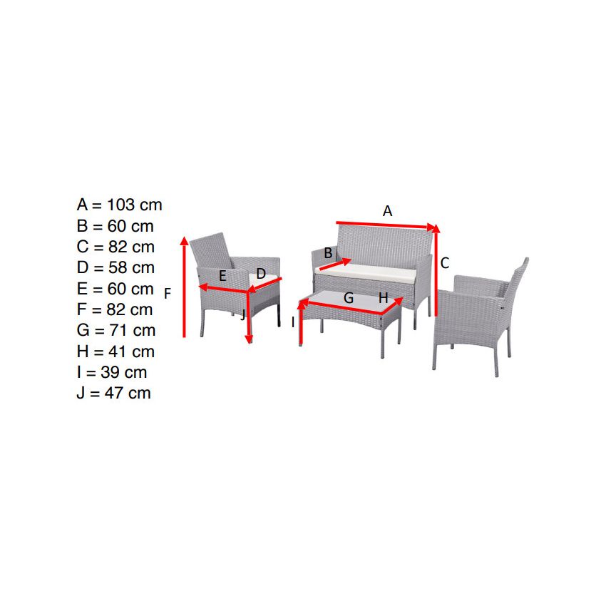 Salon de jardin BARCELONE en résine Gris 