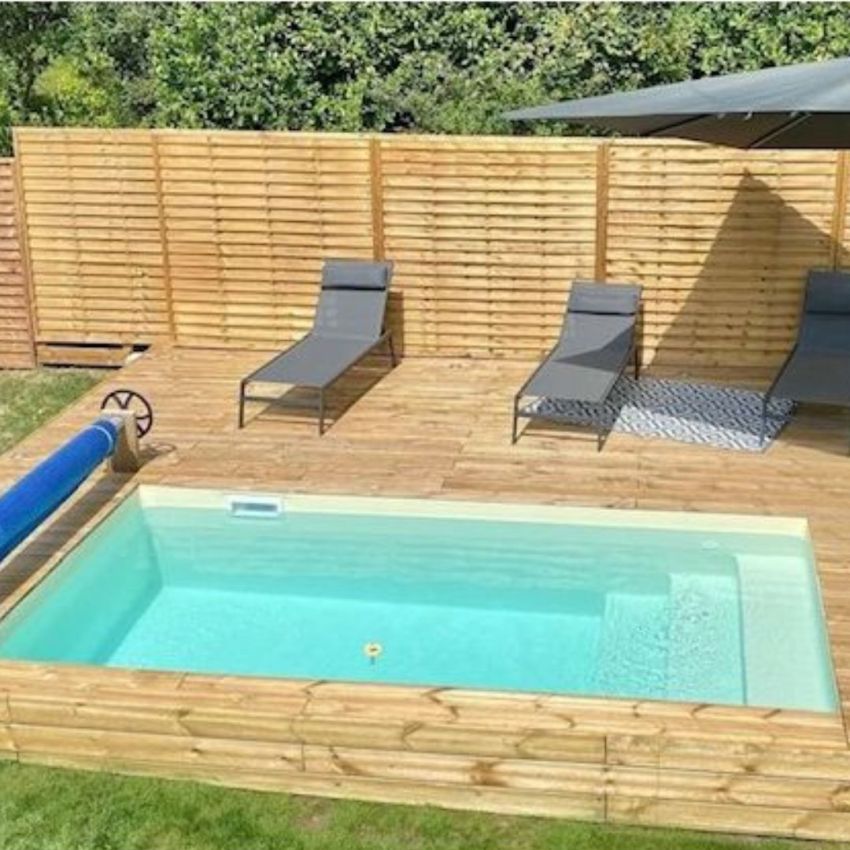 Piscine Bois Luxe Rectangulaire avec Escalier 420x320x145cm